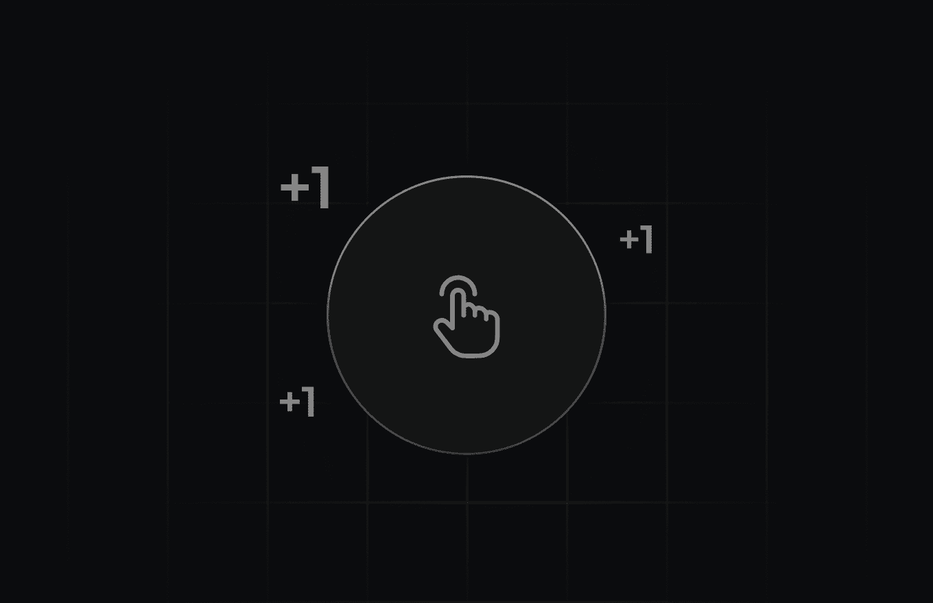 Tap to Earn feature illustrated with a central tappable element surrounded by floating point icons, indicating reward collection.