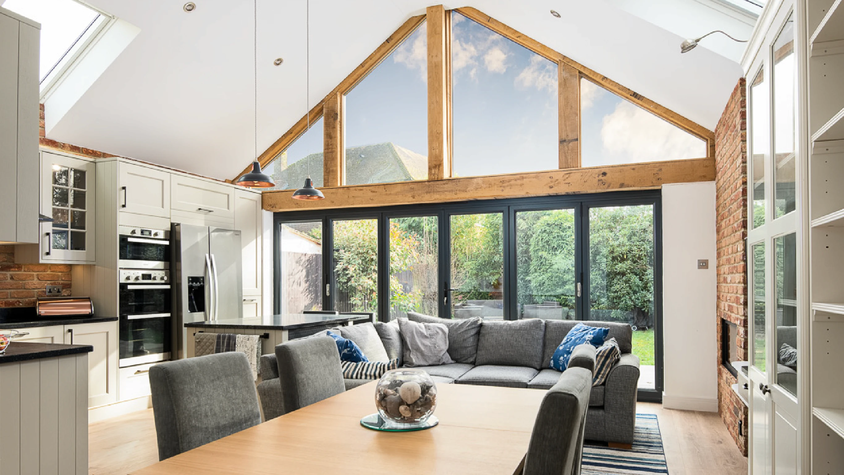 Spring Woods view from dining table to exterior glazing