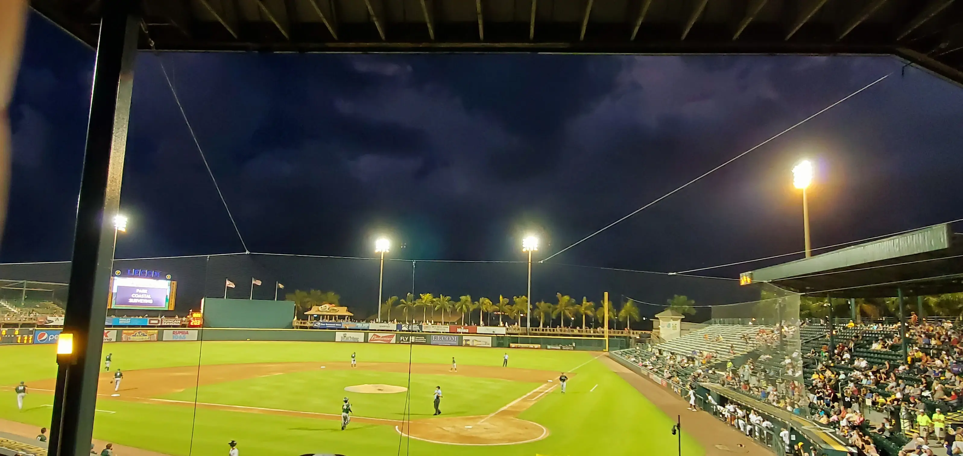 marauders baseball night game at lecom park, bradenton, fl