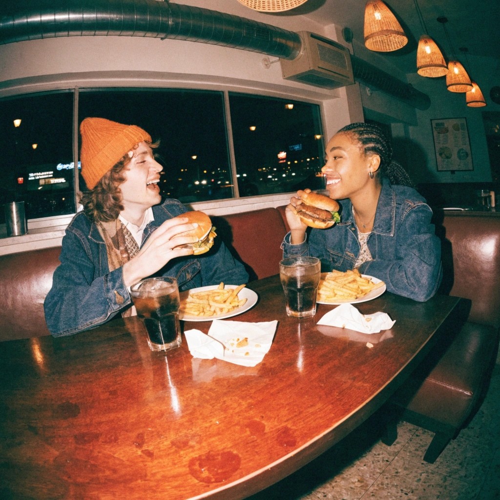 friends laughing over food
