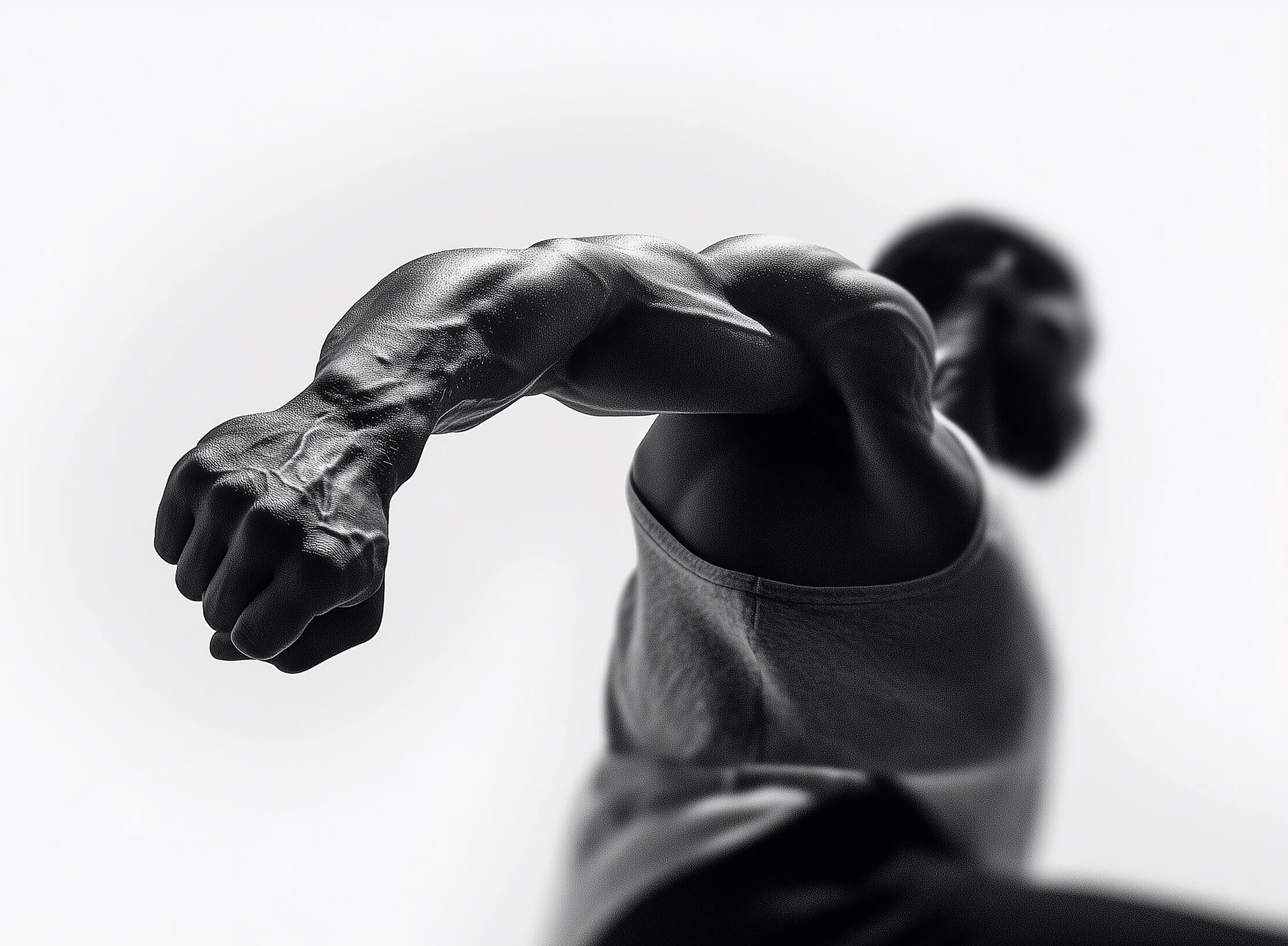 Close-up of athlete's fist and muscular arm representing strength and power assessment
