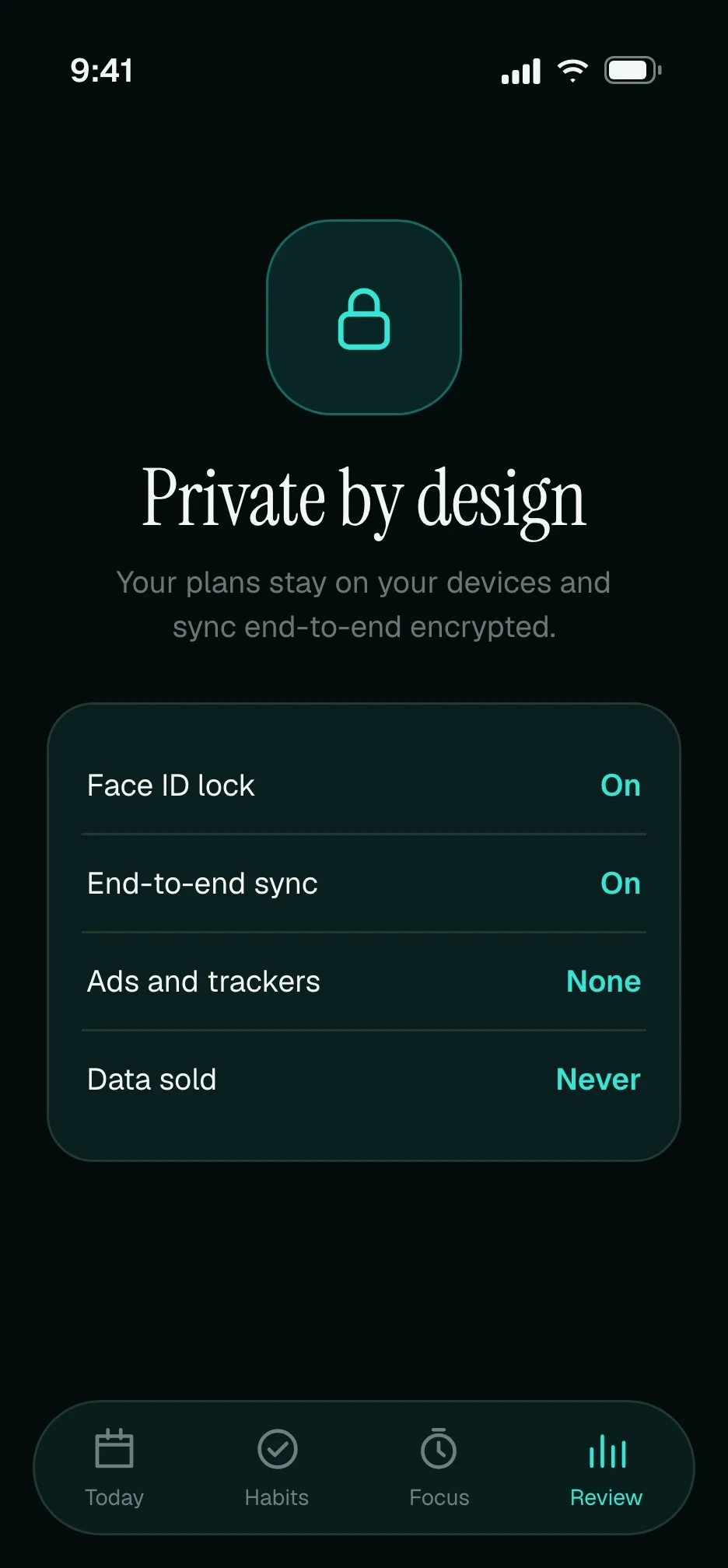 Privacy settings screen