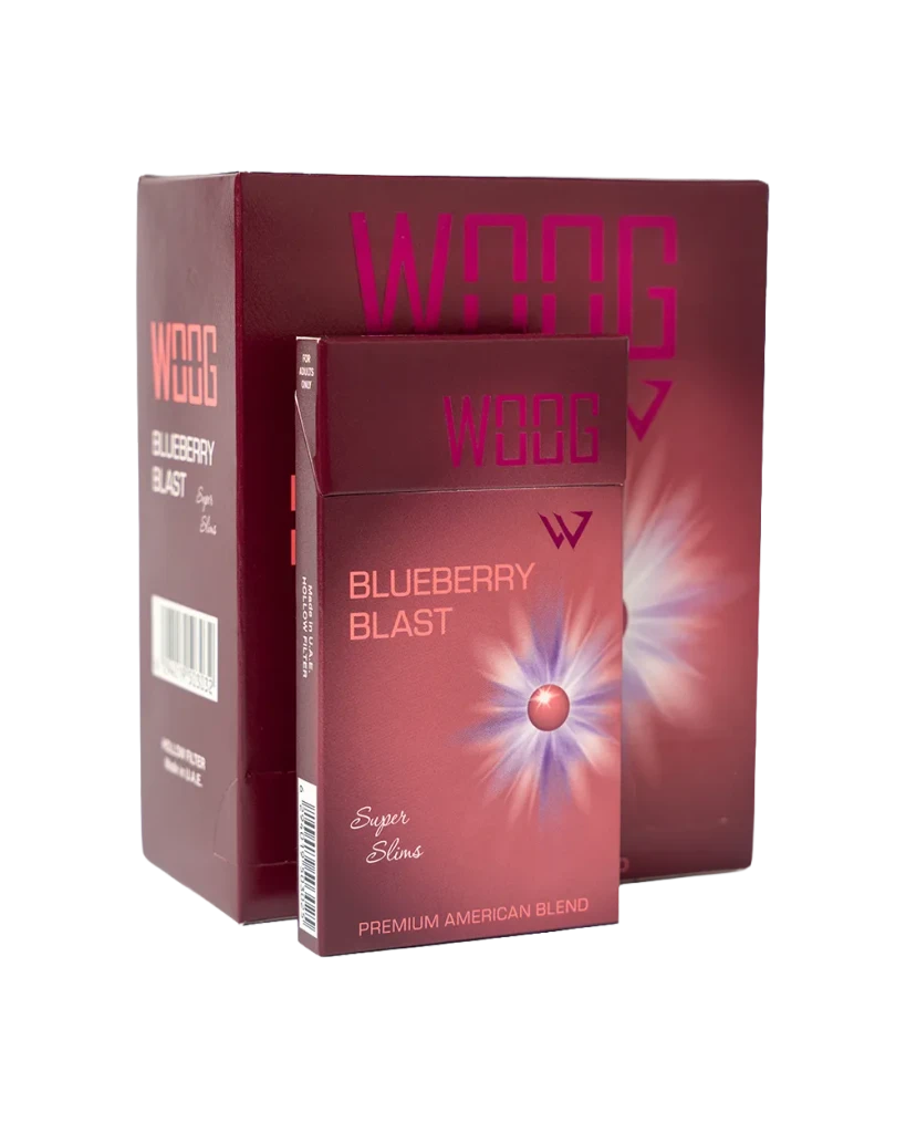 Woog blueberry blast cigarette pack.