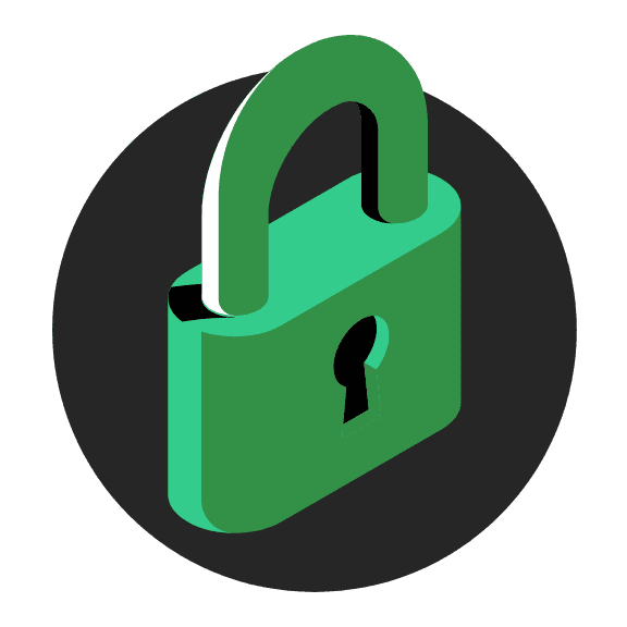Afbeelding van een groen hangslot dat gebruikersgestuurde beveiliging en accountbeschermingsfuncties vertegenwoordigt.