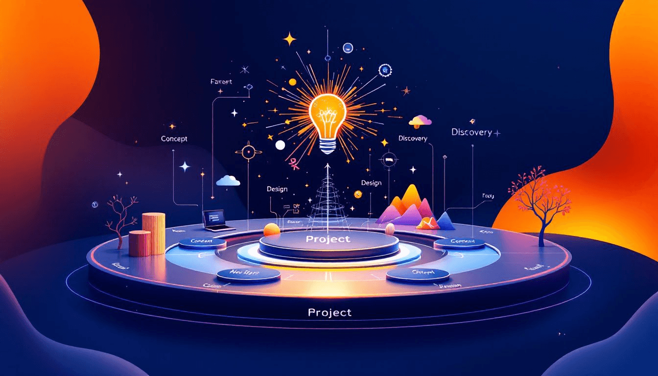 A visual representation of a typical project workflow for presentation design.