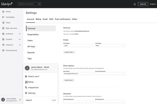 klaviyo dashboard