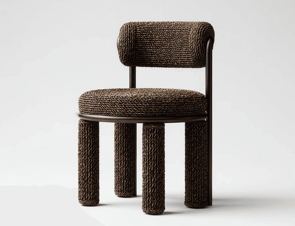 A poised pause;  balanced between strength and softness.  Essence: Viraam embodies composure, a moment of  stillness woven into function and form