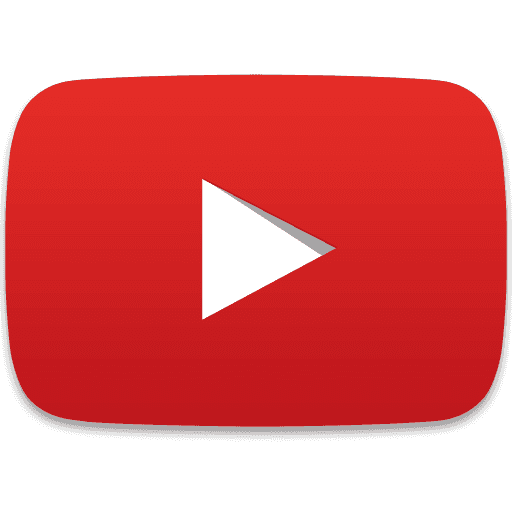 Red YouTube play button icon on a white background.