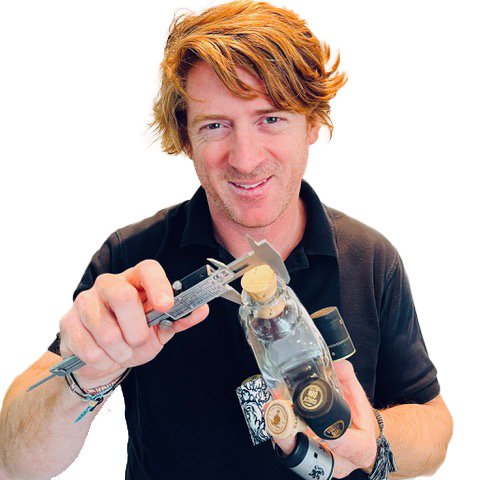Man opening bottle with corkscrew.