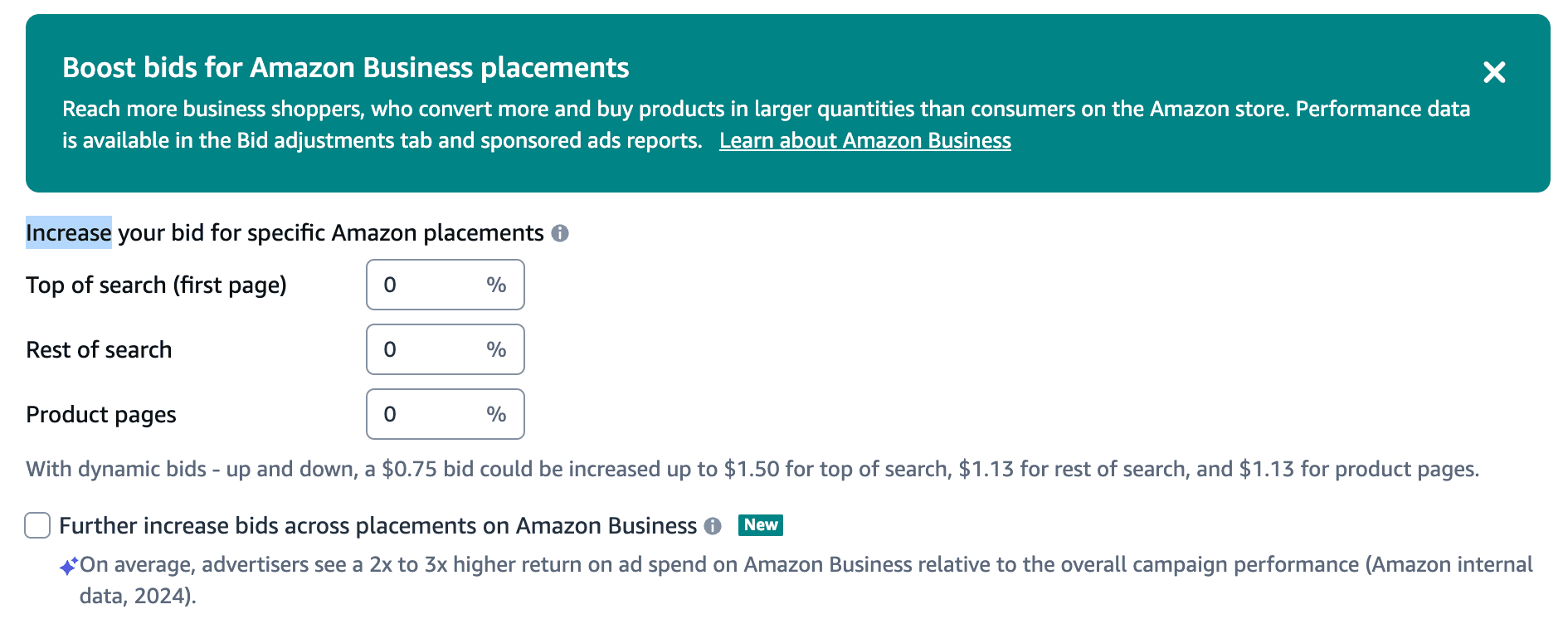 Boost bids for Amazon Business