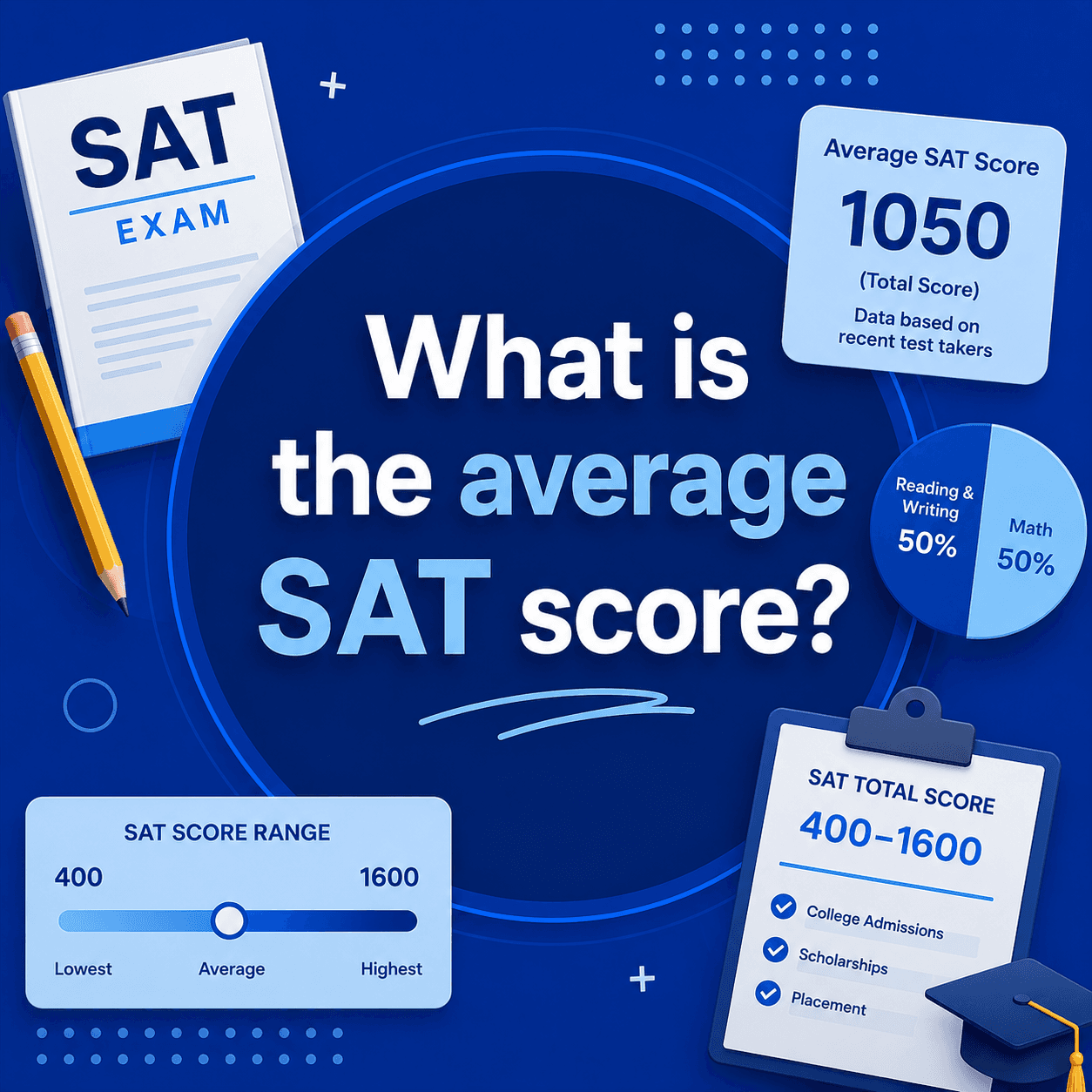 Average SAT score 2025 national result of 1029 displayed on a laptop study desk with calculator and prep notebook