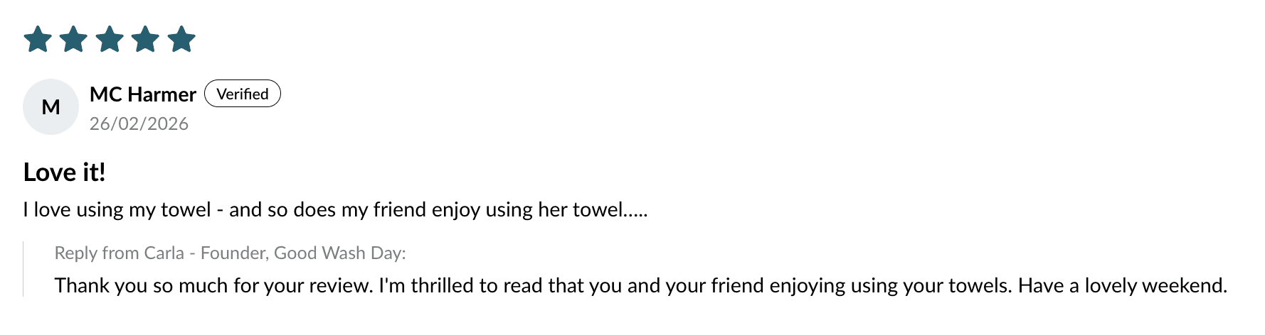 good wash day review reply