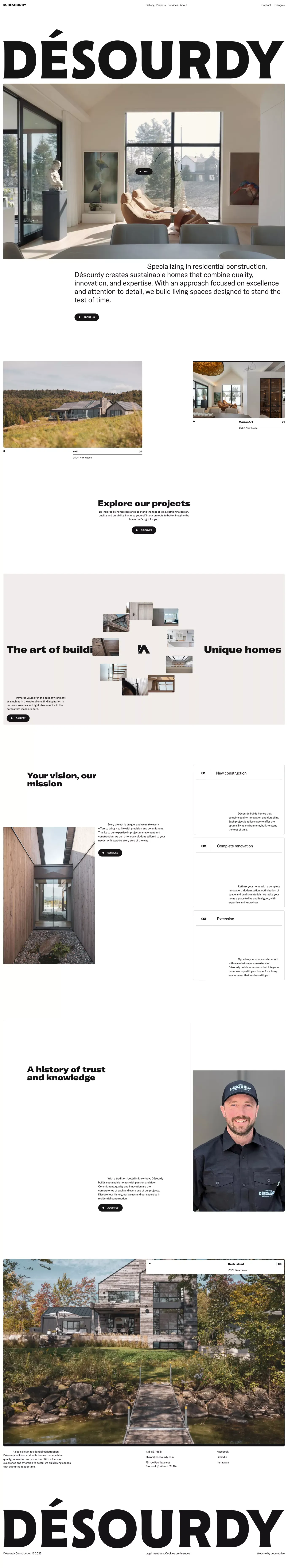 Désourdy portfolio page screenshot showcasing Architecture and Furniture & Interiors design