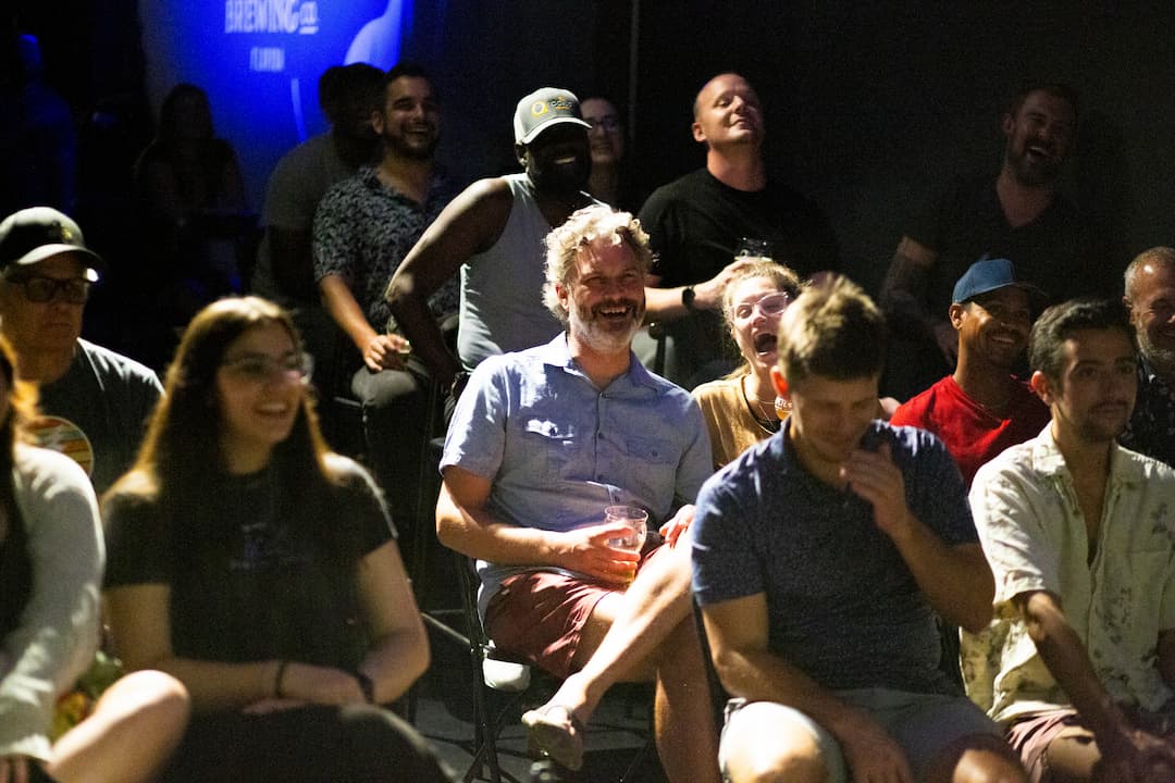 A crowd laughing at a St Pete Standup Show
