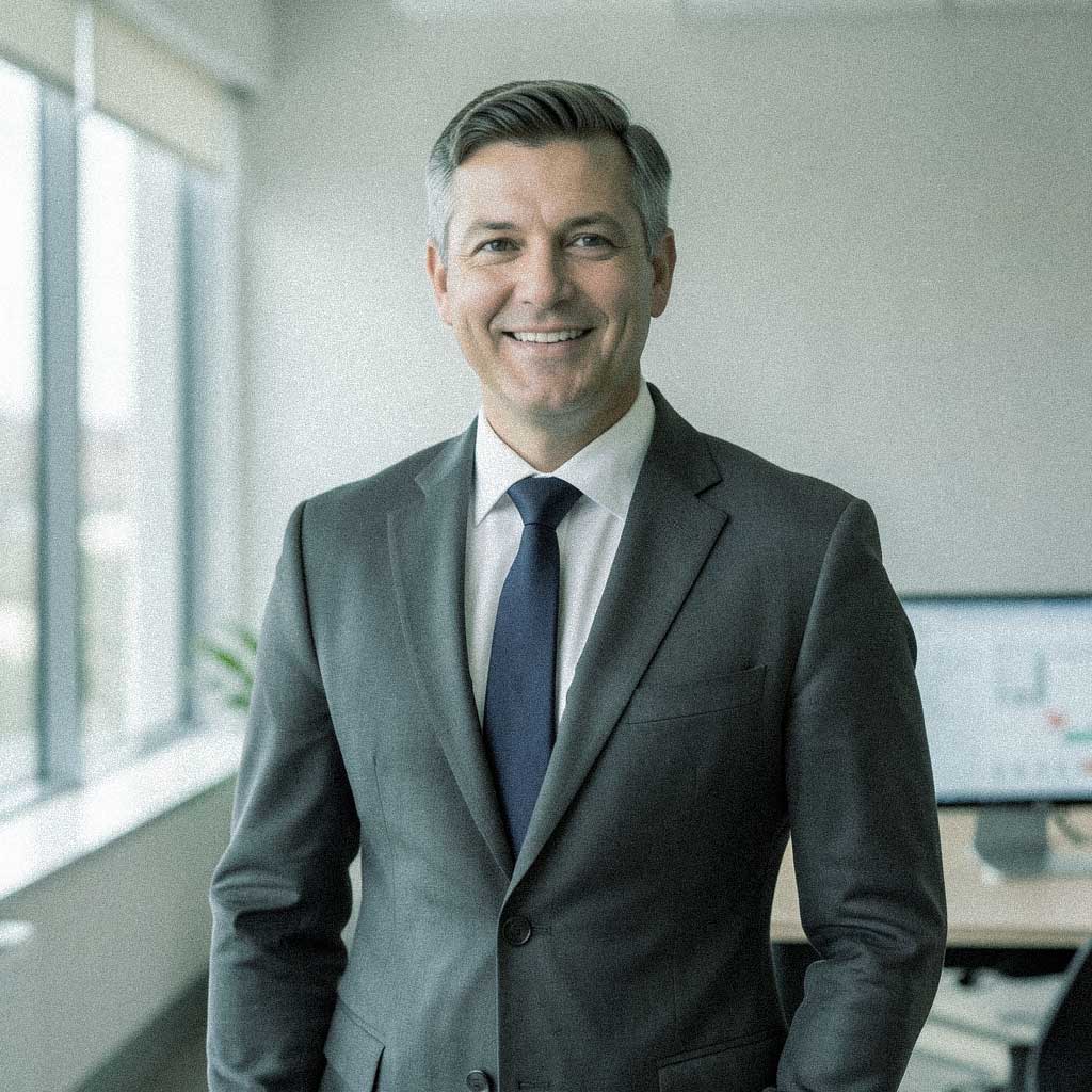 Consultant professional posing and smiling to the camera.