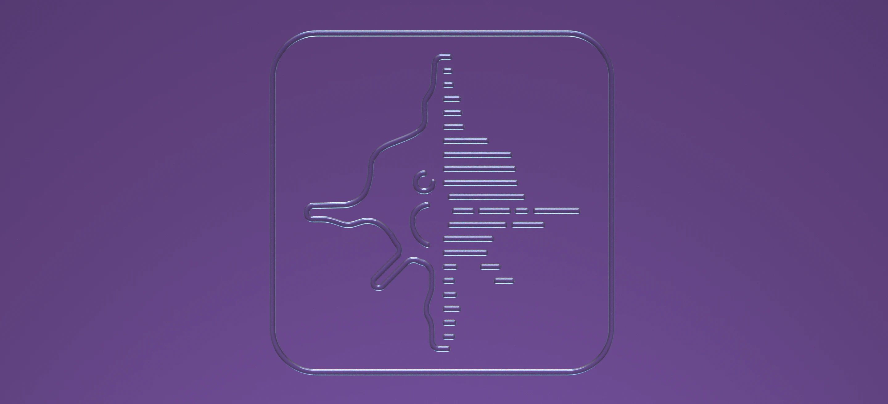 glass 3d icon on the violet background