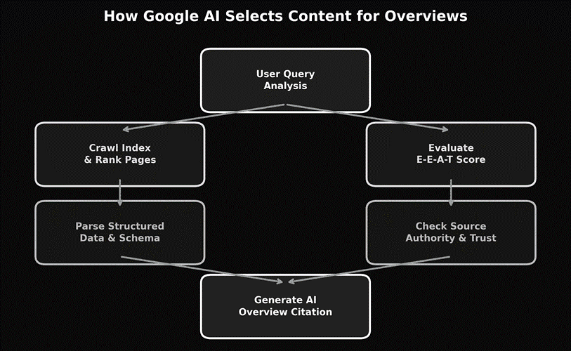 Google AI selection for content overview