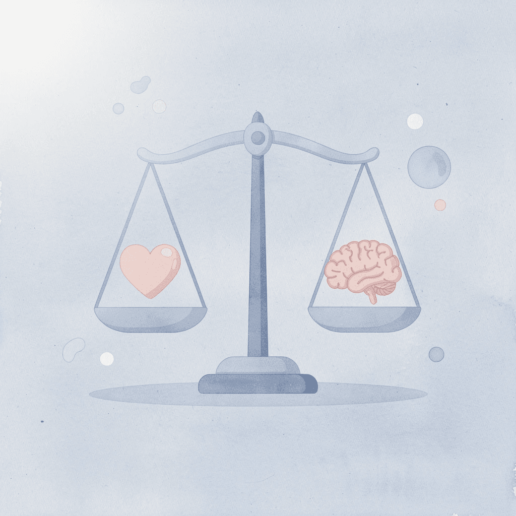 Balance scale icon showing creative hobbies weighed as essential, not optional