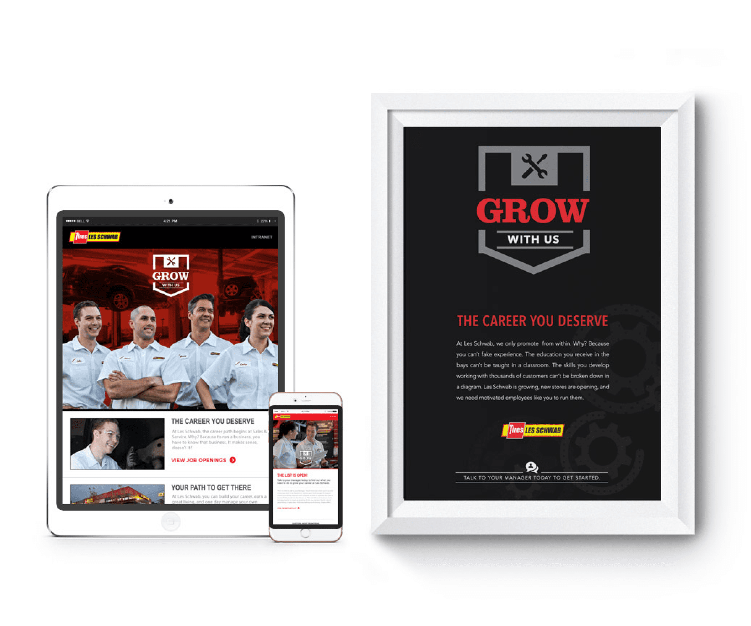 Les Schwab email and poster for career mobility