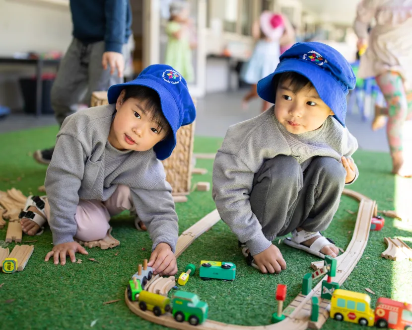 children playing during structured activities at a childcare centre