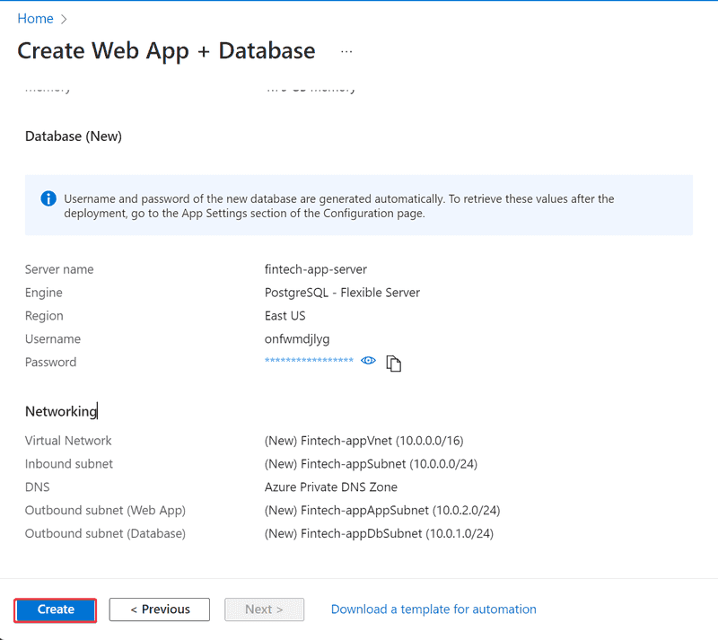 Saving your database credentials.