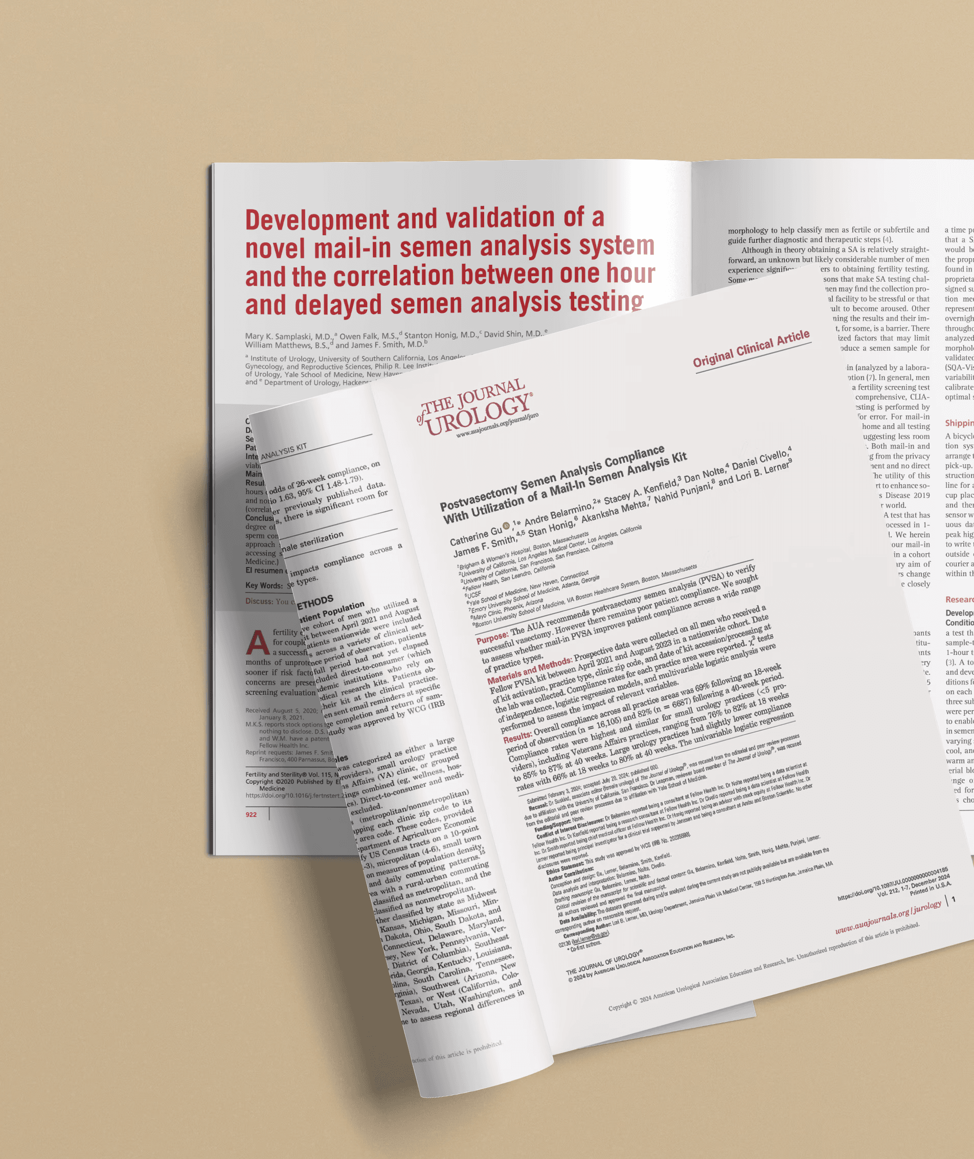 Fellow's validation paper showing the clinical accuracy of our method, alongside a study demonstrating that Fellow drives industry-leading compliance with post-vasectomy semen analysis.