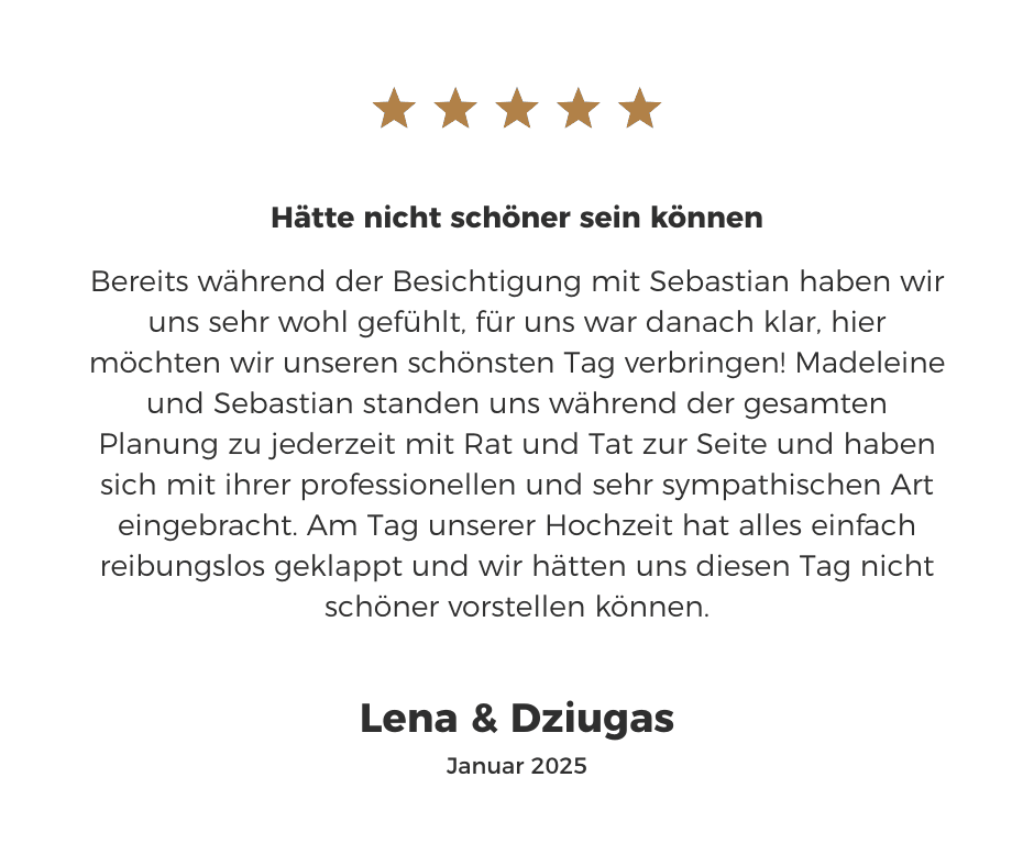 Testimonial Kundenbewertung auf dem Hofgut Langenborn