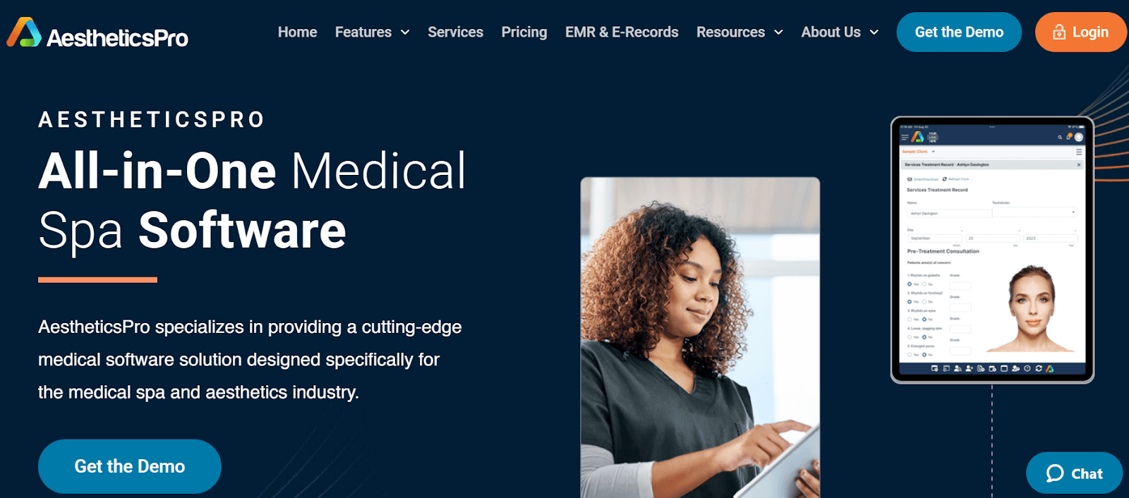 Image showing the homepage of AestheticsPro