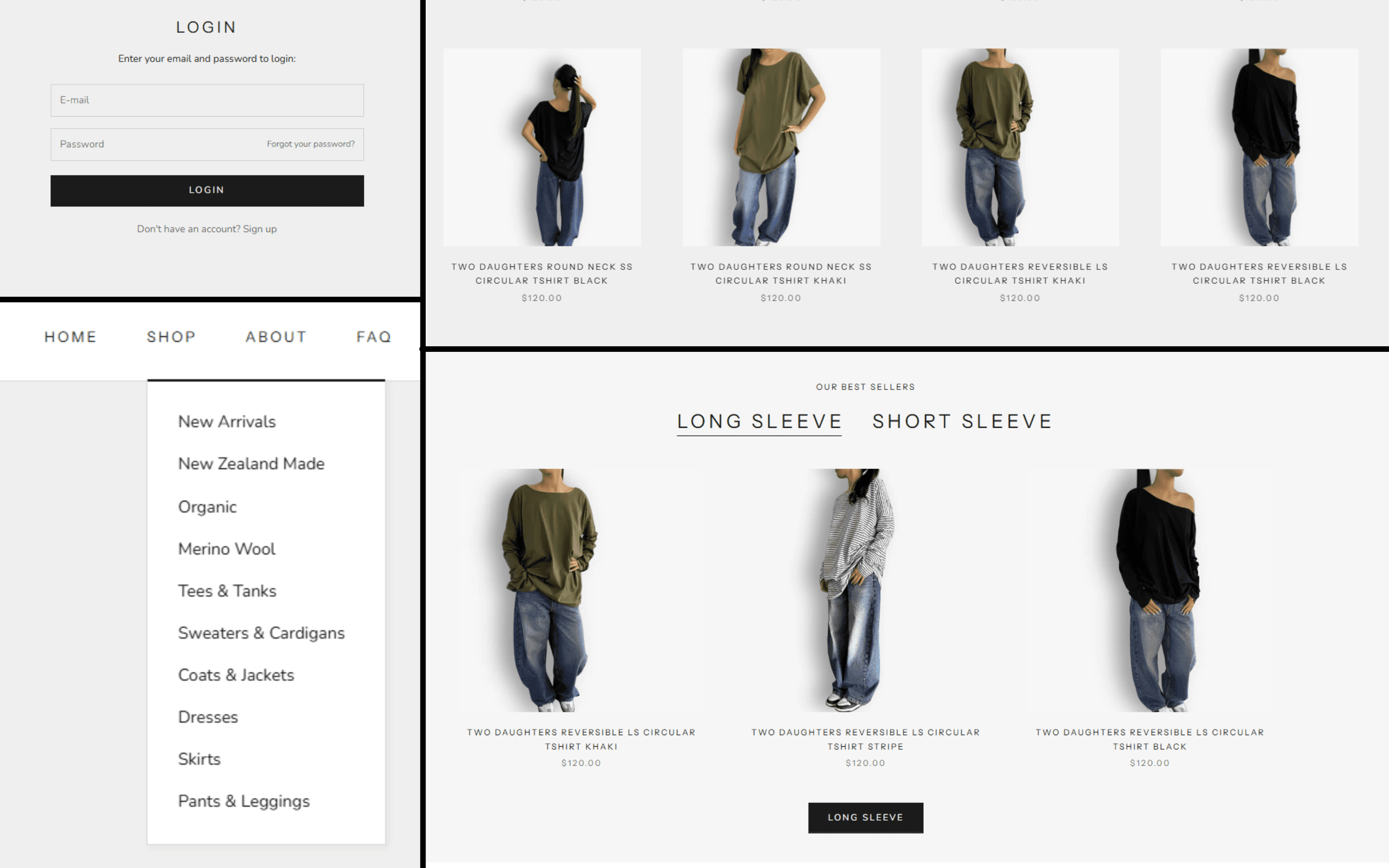 Collage of Two Daughters website pages designed by Harper Design Studio.