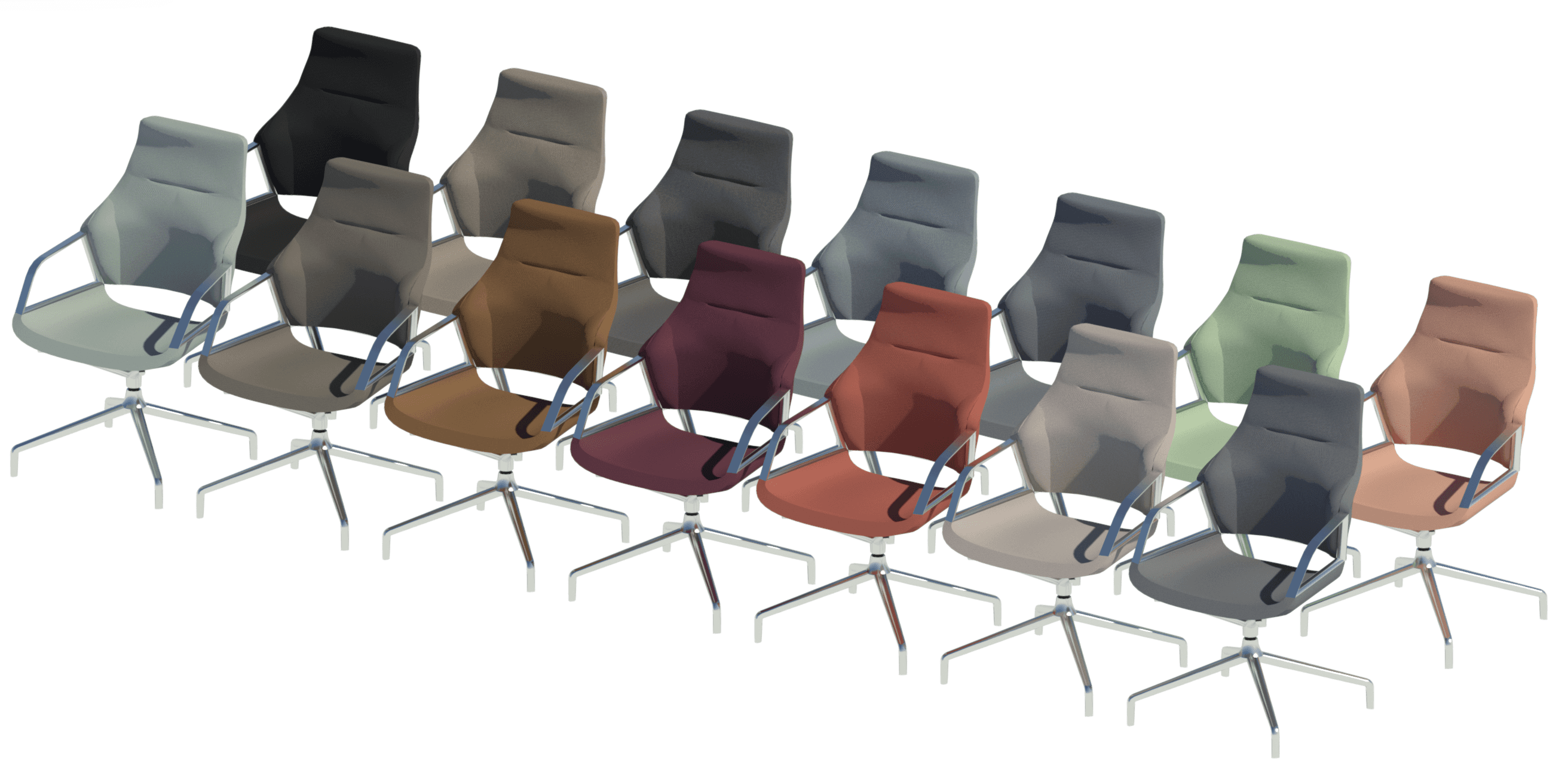 Graph medium backrest conference chairs with Credo material group.
