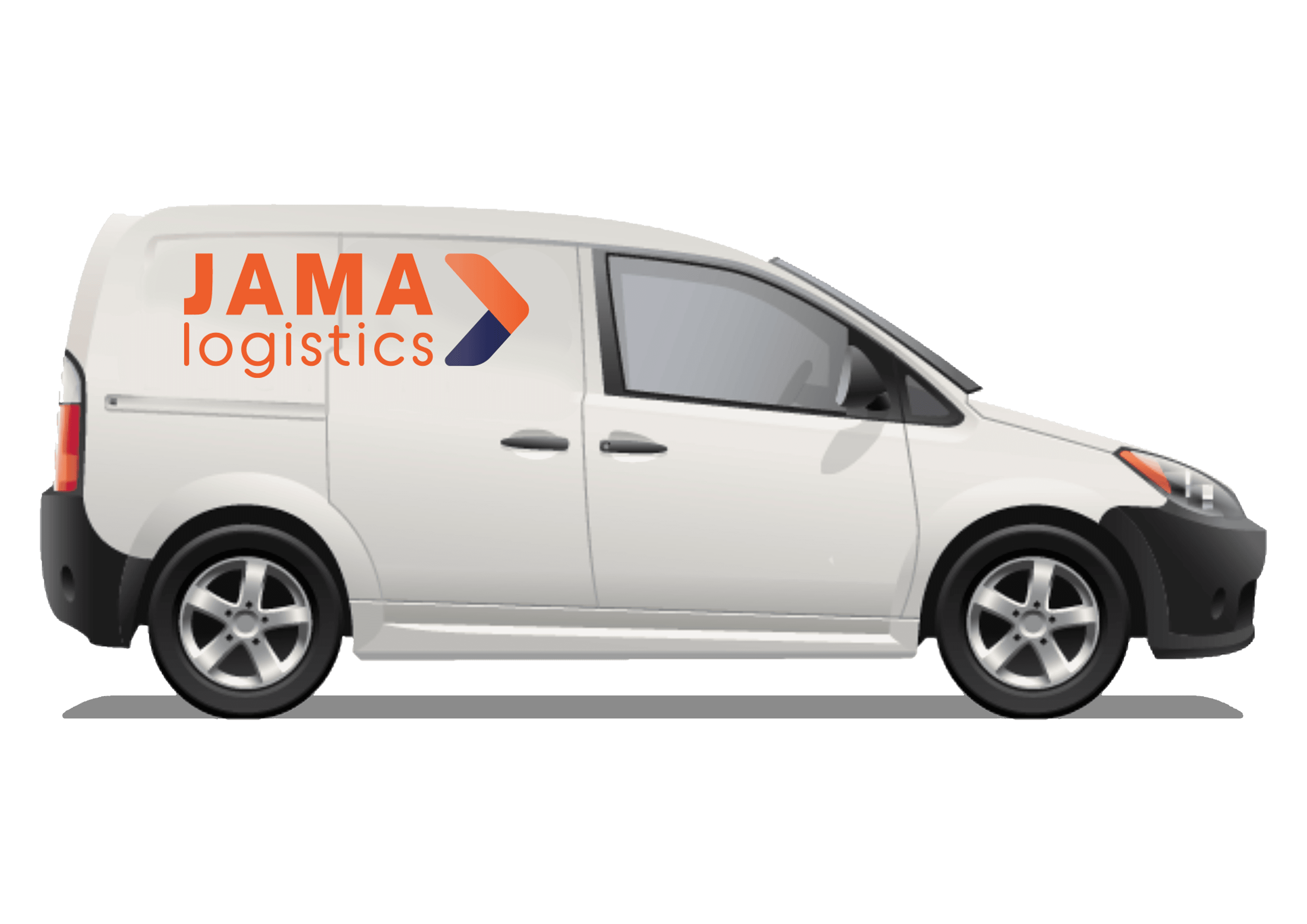 image of a small van with the jama logistics logo on the side