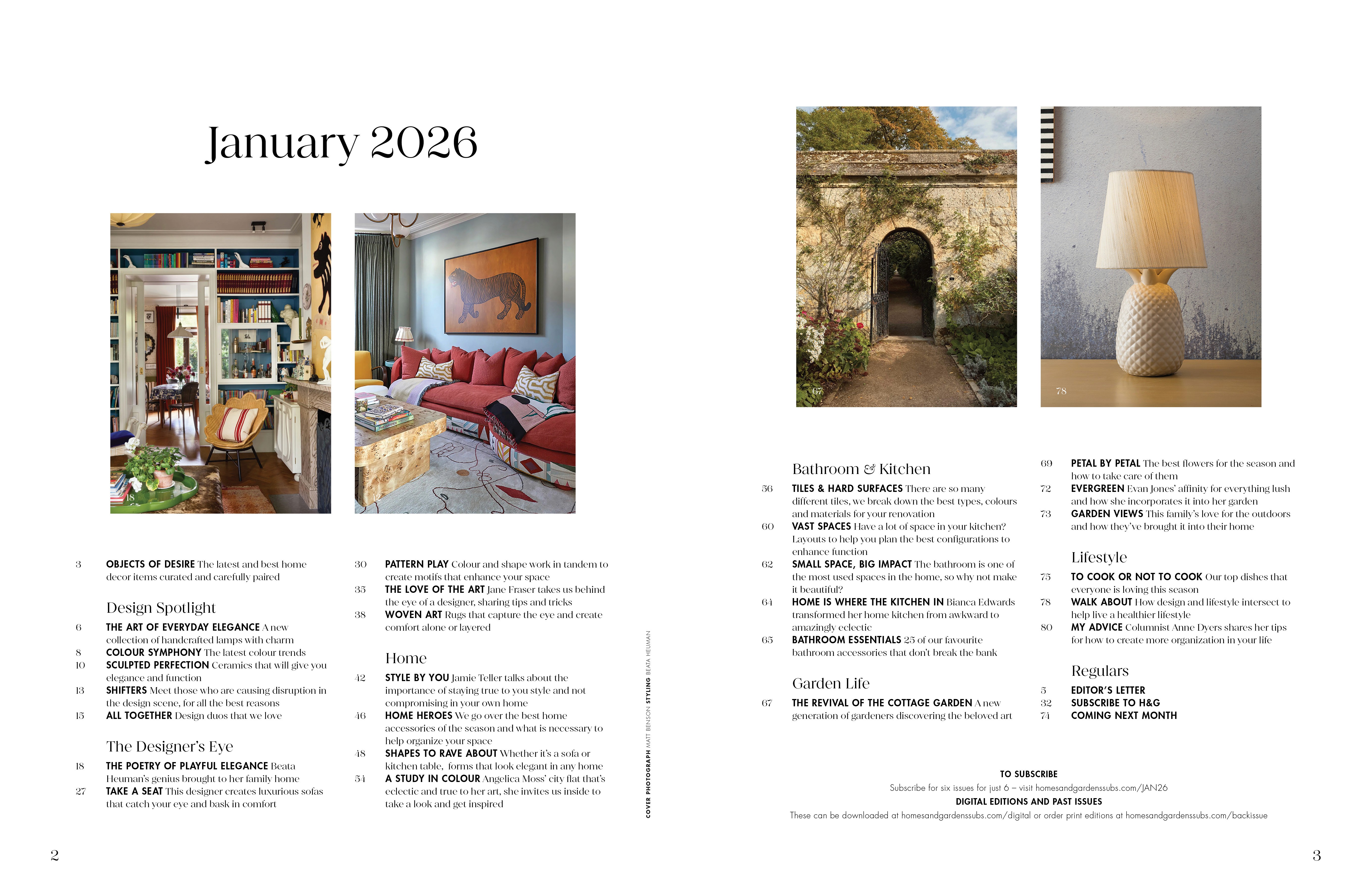 Magazine spread table of contents