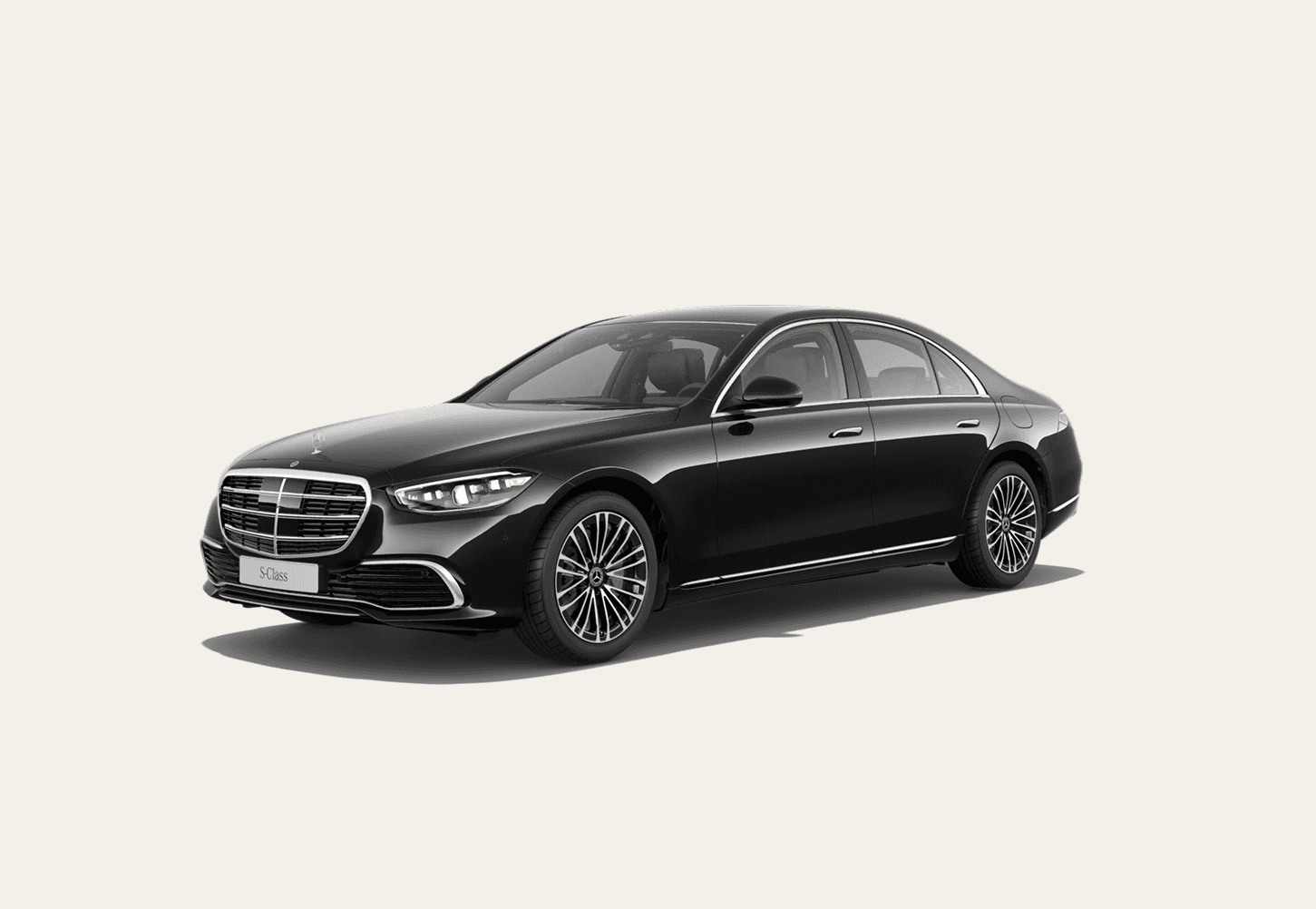 mercedes classe S de profil sur fond beige.