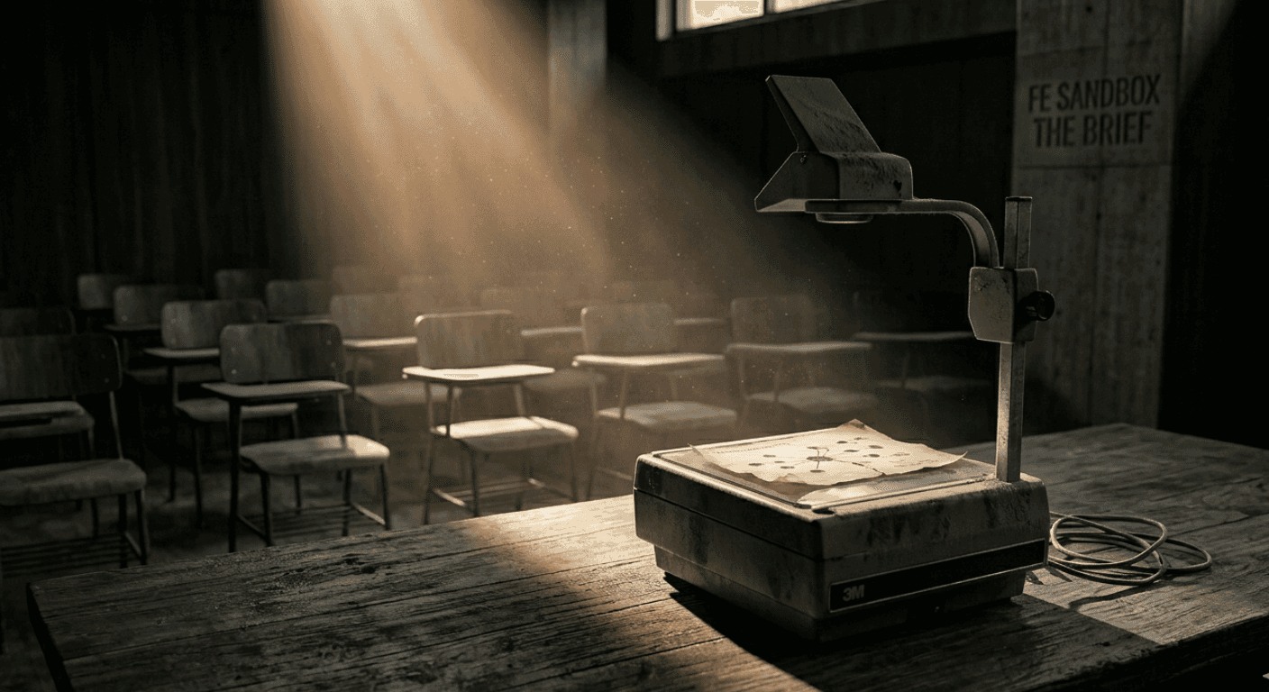 Empty clasroom with project