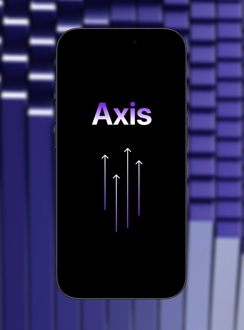 Smart treding app mokcup with abstract 3D shape background