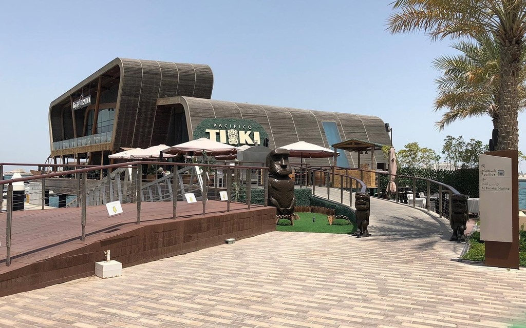 Tukin restaurant in Al Seef, Dubai, showcasing modern decor and outdoor seating along the waterfront.