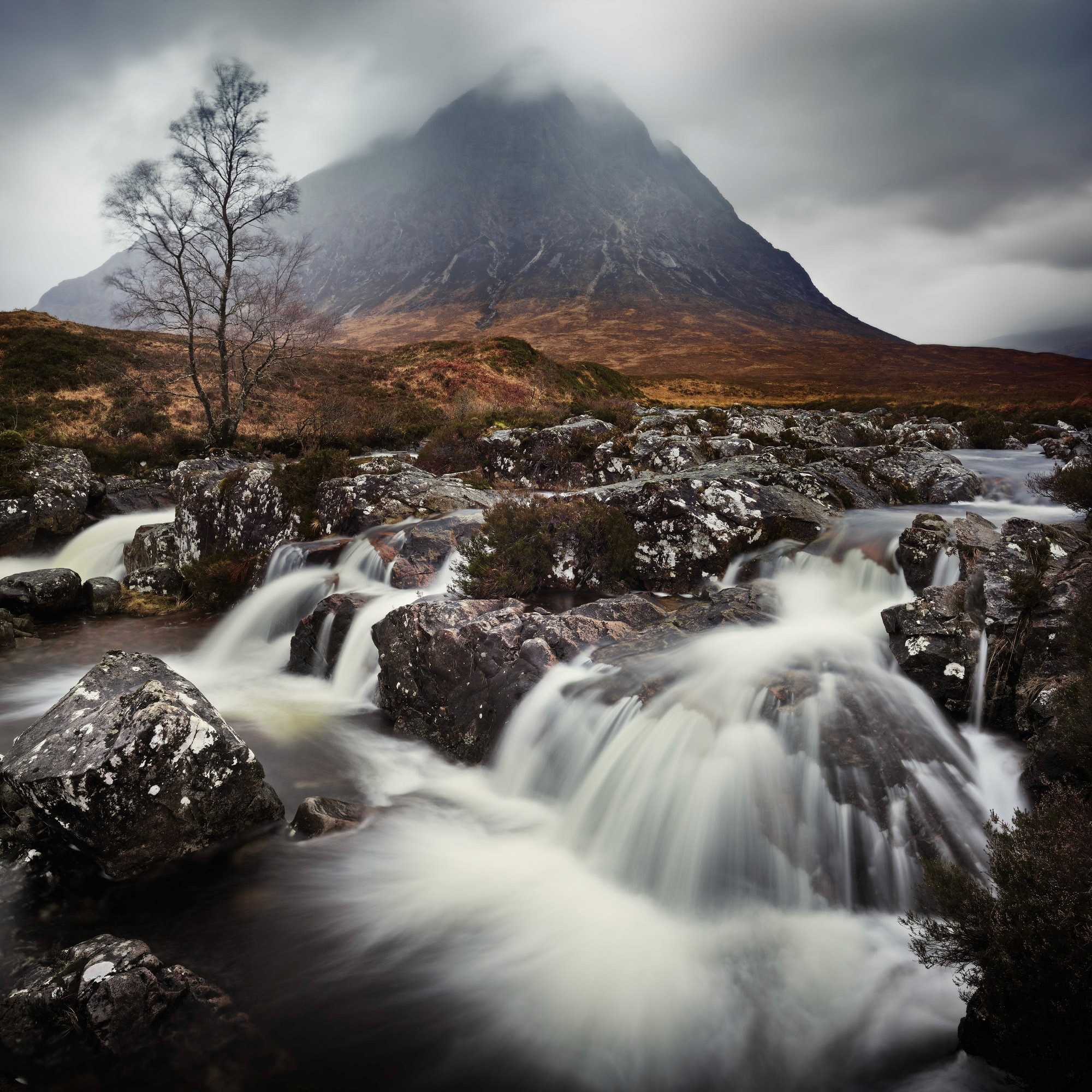 Monochrome mountain landscape