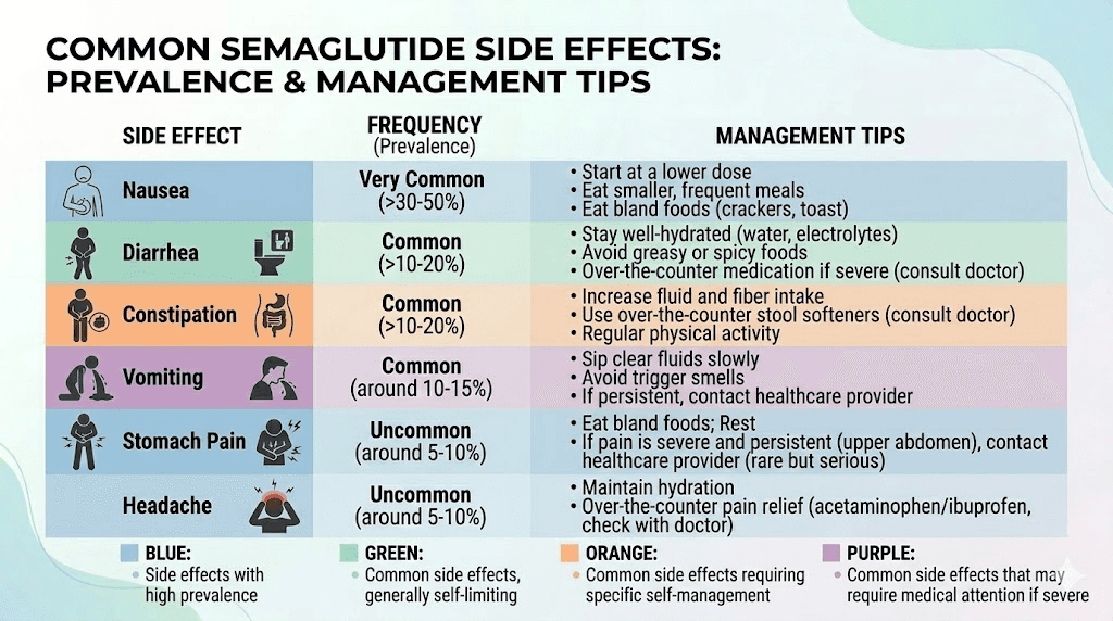 Common semaglutide side effects frequency and management strategies
