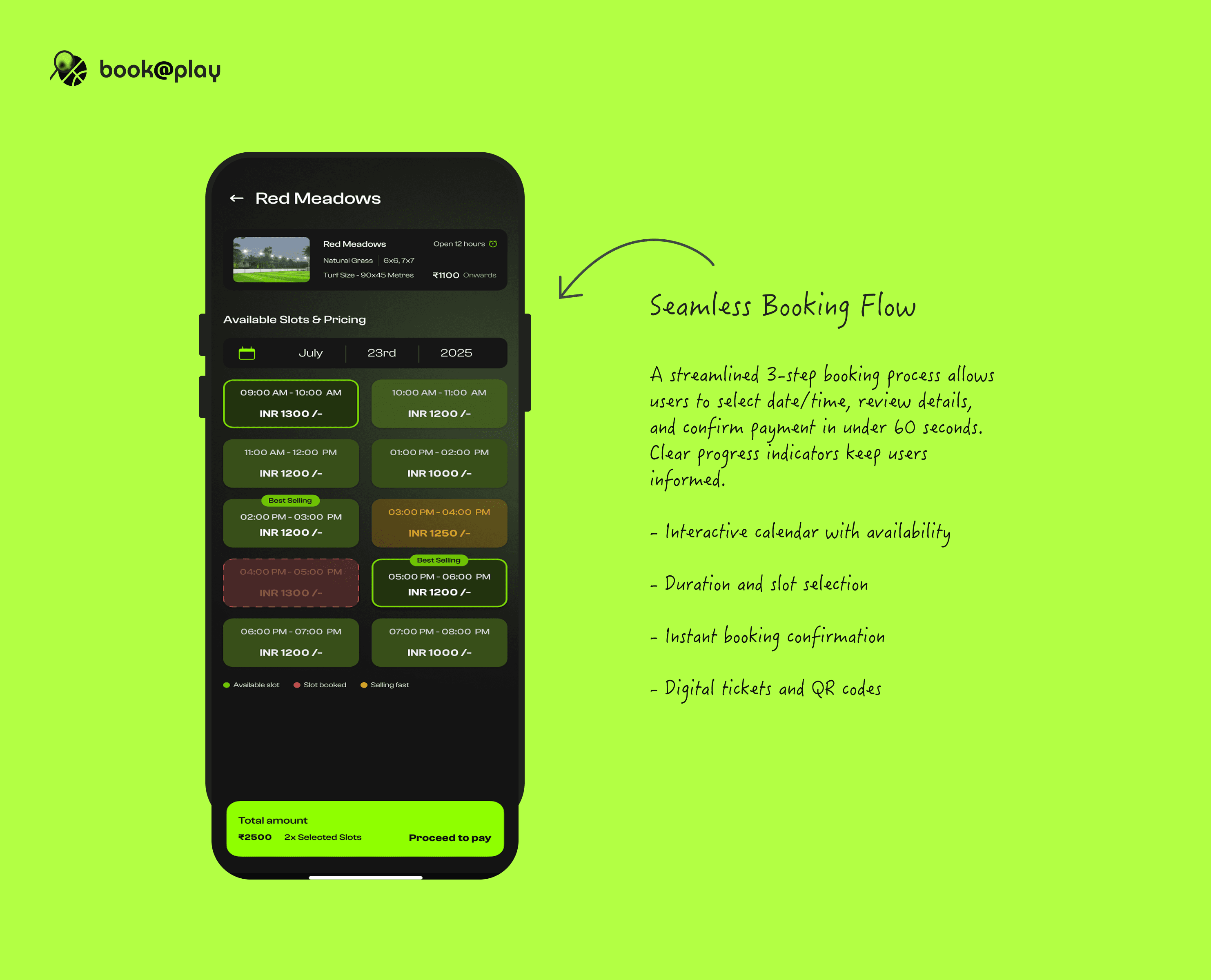 explaining screen for seamless venue booking flow