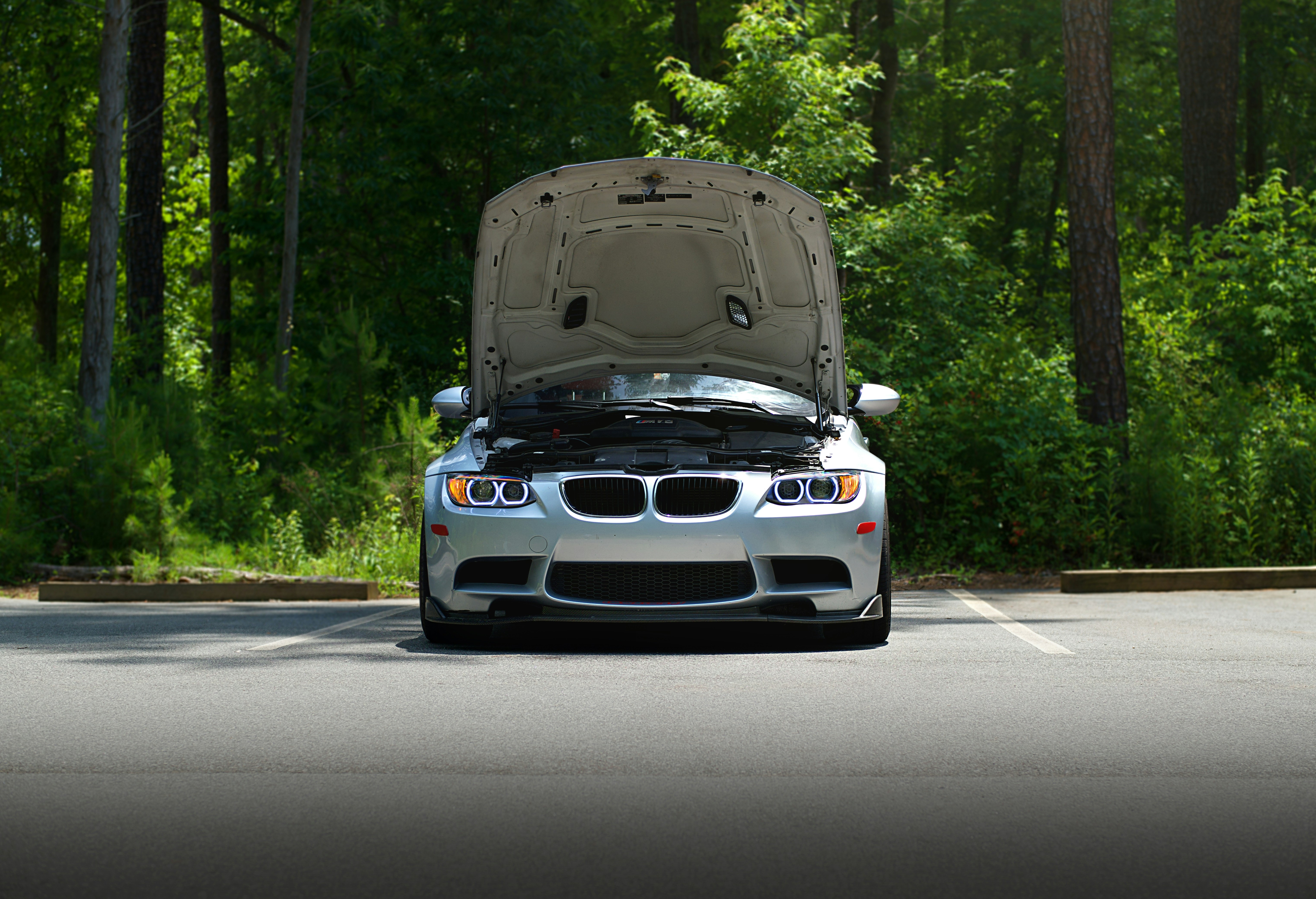 Car with an open hood