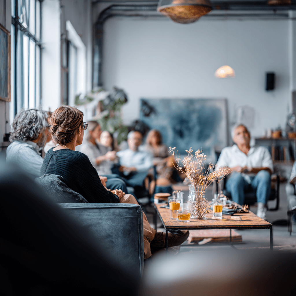 Coworkers collaborating in a modern office