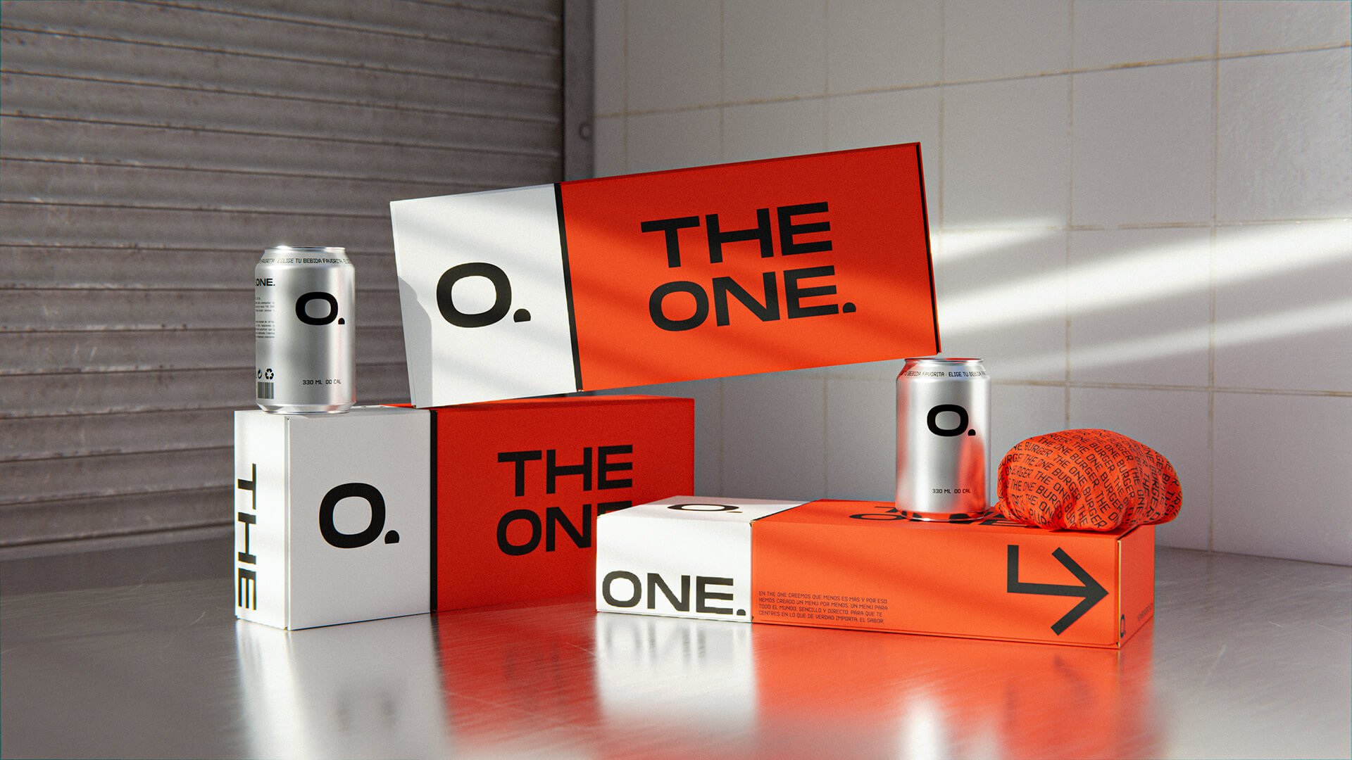 Still life of TheOne packaging arranged artistically.