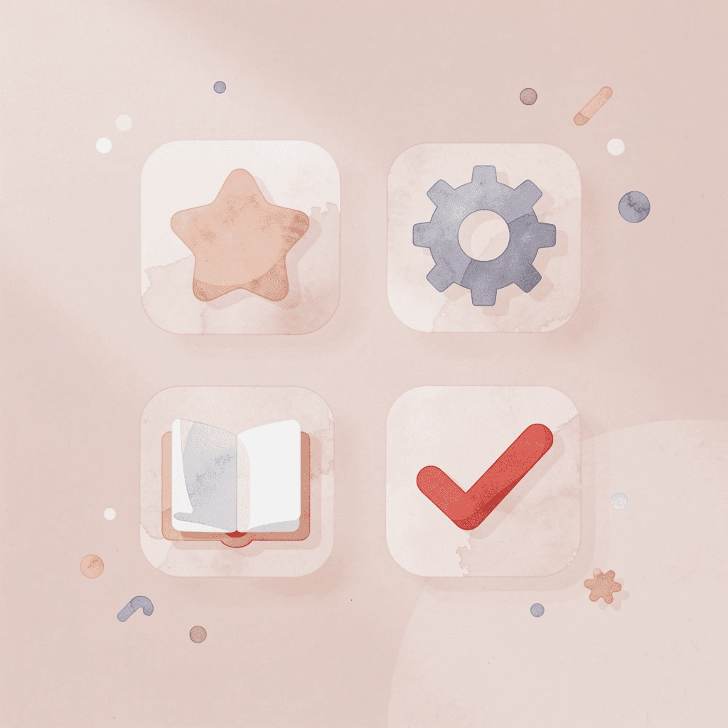 Four icons representing Kalam's key learning features
