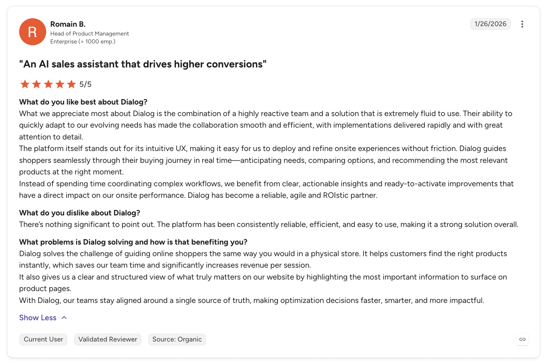 Dialog product screenshot