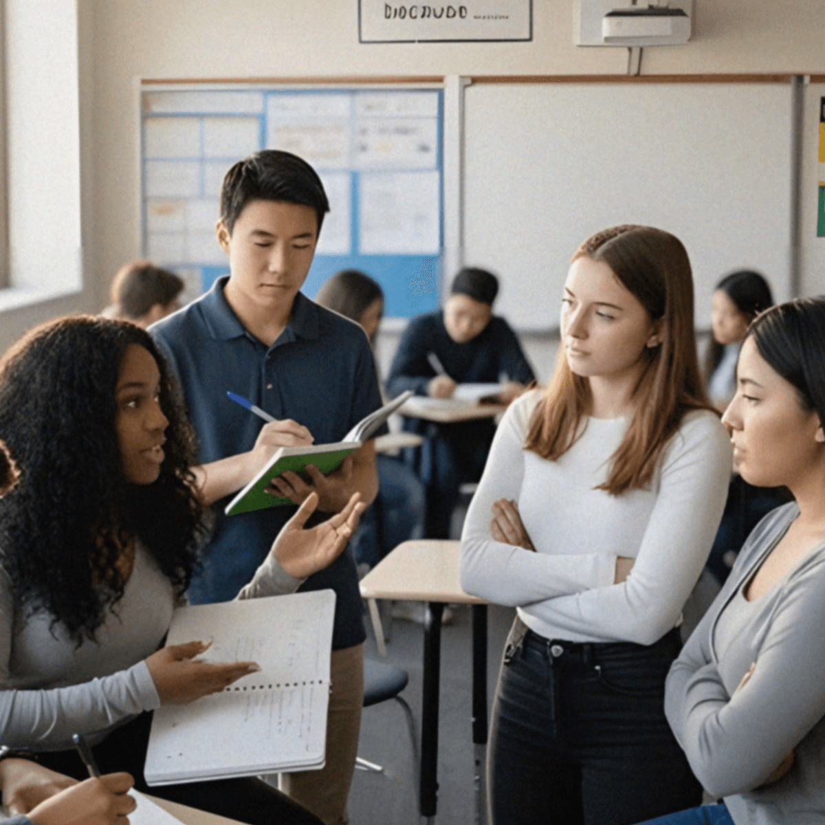 small group of students in a classroom setting