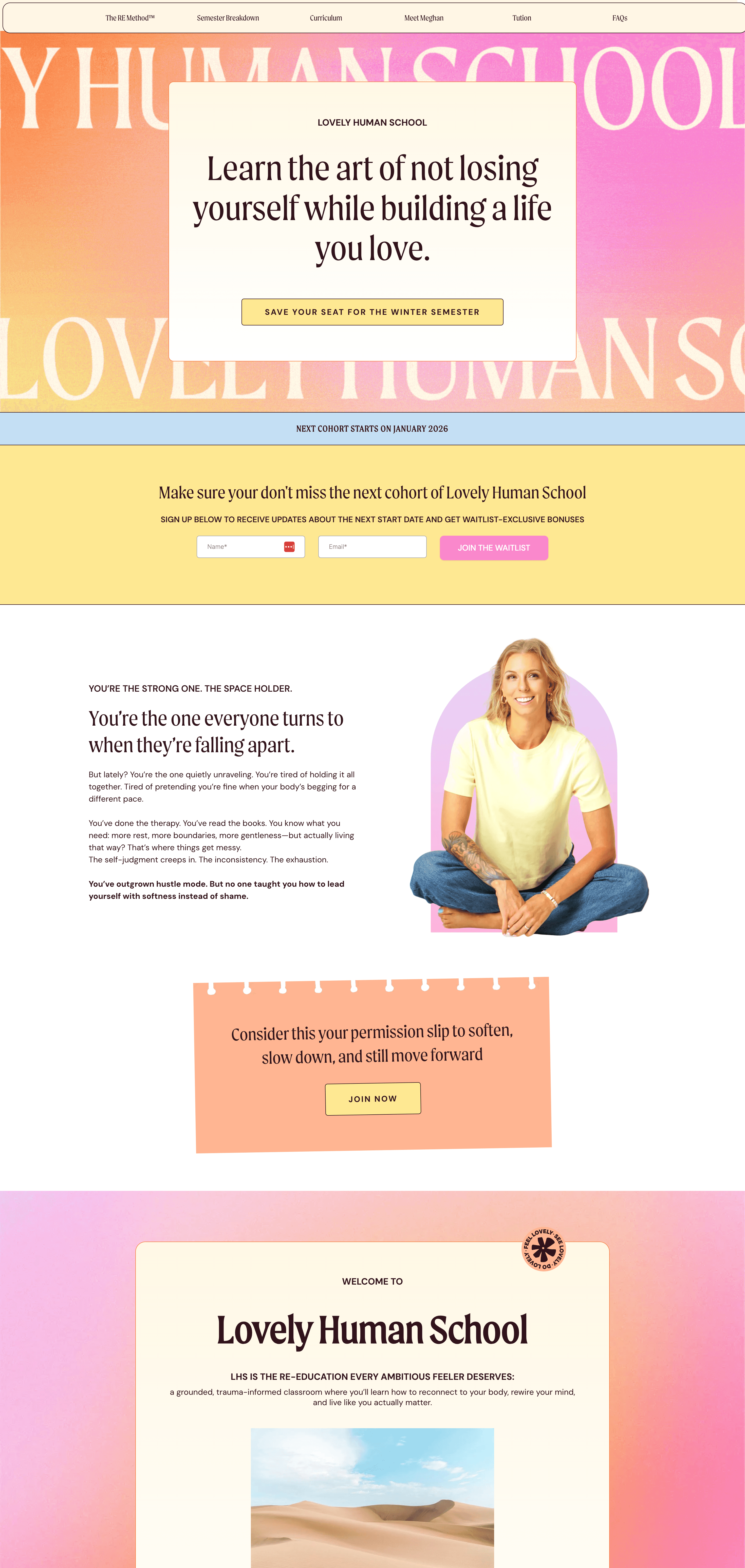 Go High Level sales page for Meghan Bonhomme's Lovely Human School