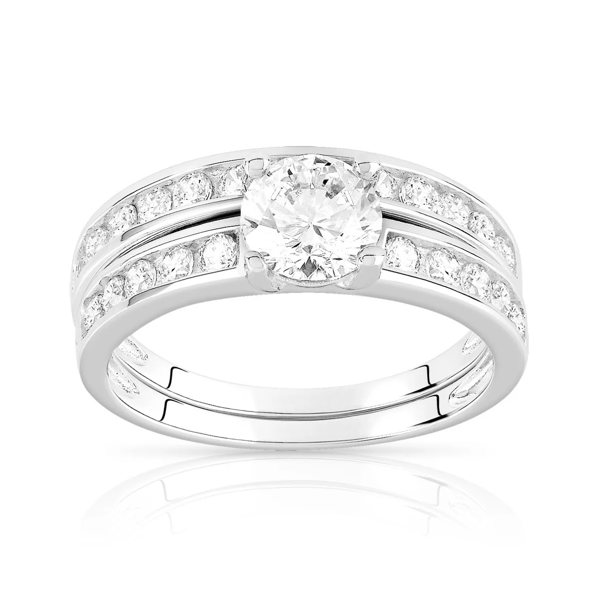 Duo d'alliances en argent 925 serti d'oxydes de zirconium