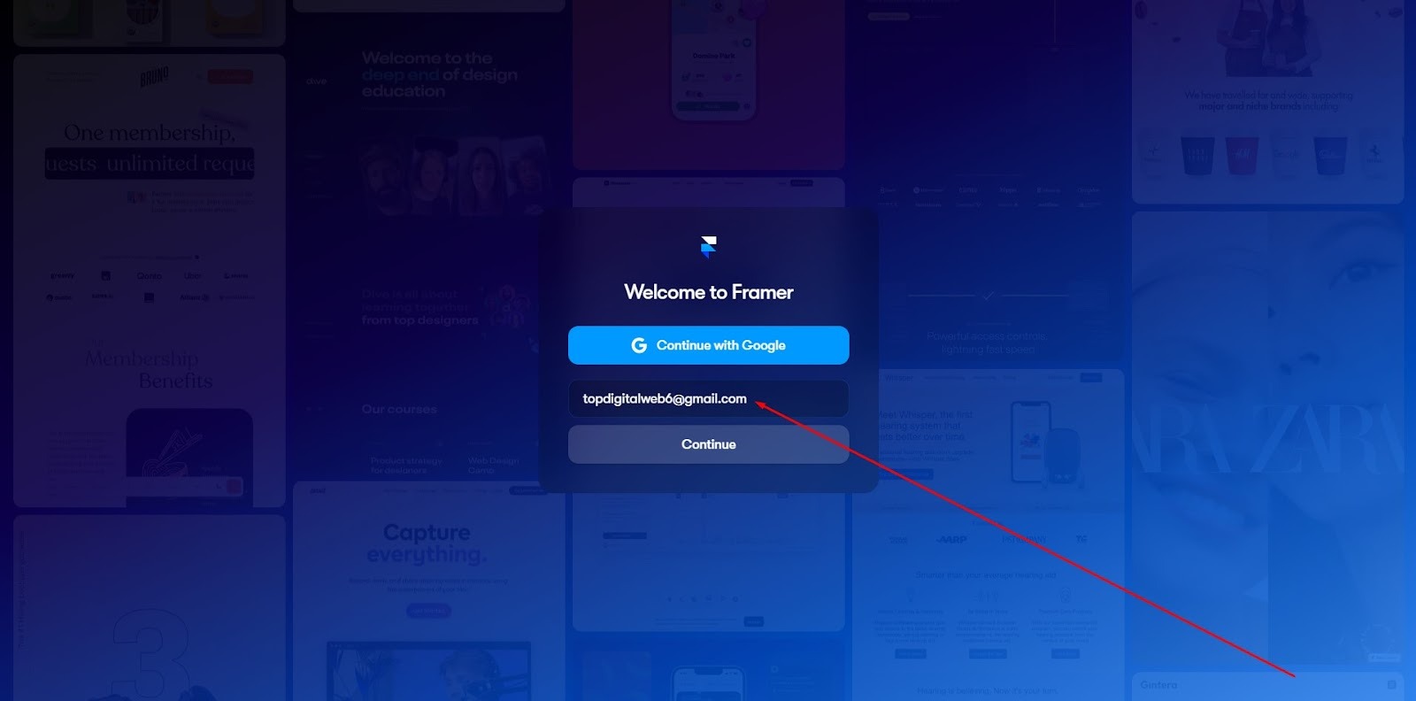 framer singup process