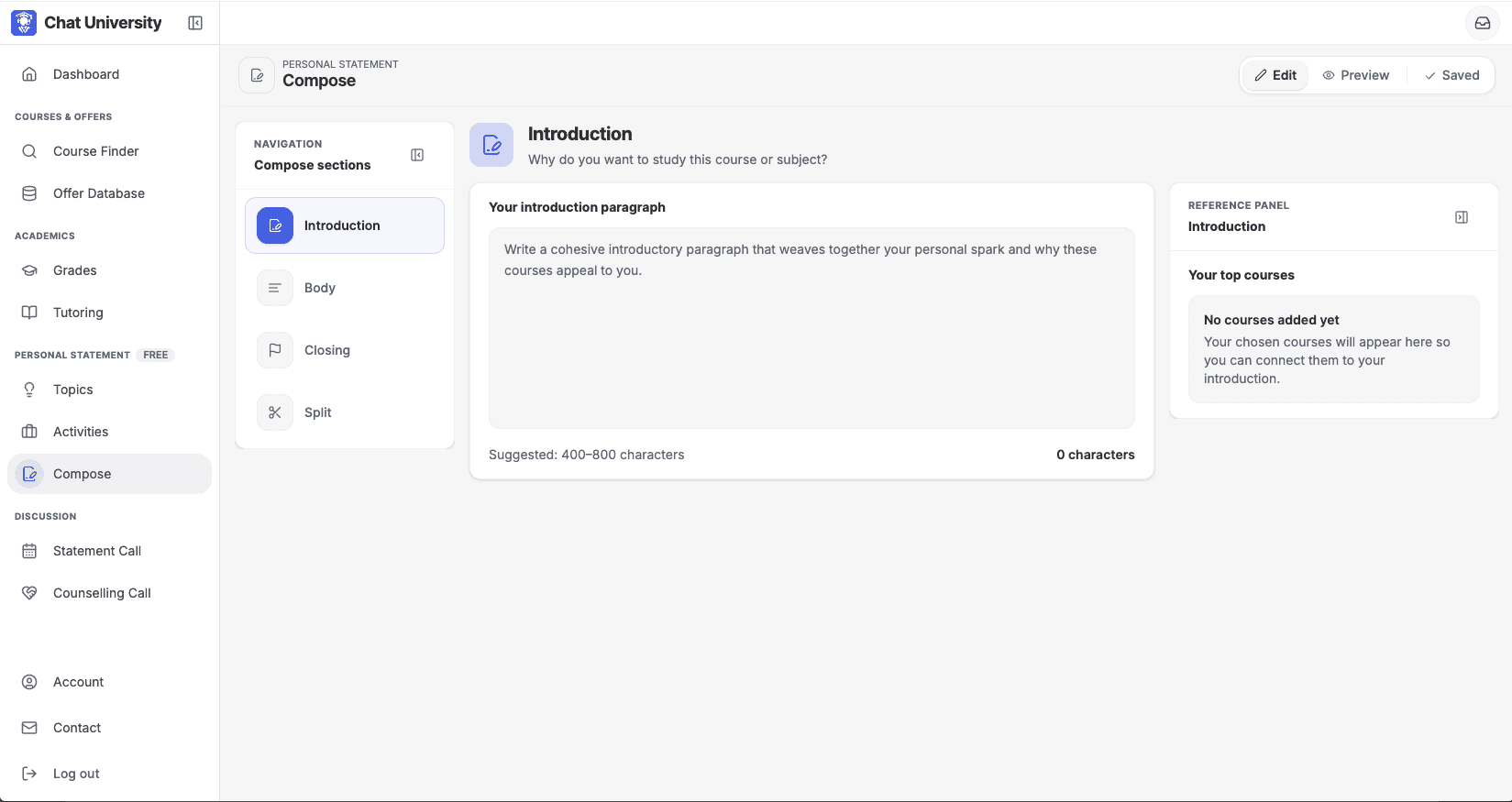 chat university app screenshot