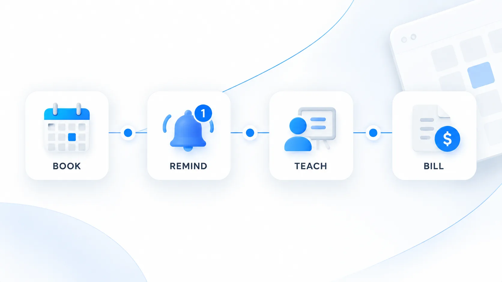 Tutoring business scheduling and billing workflow from booking and reminders through attendance records and invoicing.